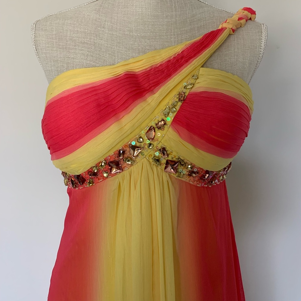 Fuchsia & Yellow Ombré Pageant/Prom Gown